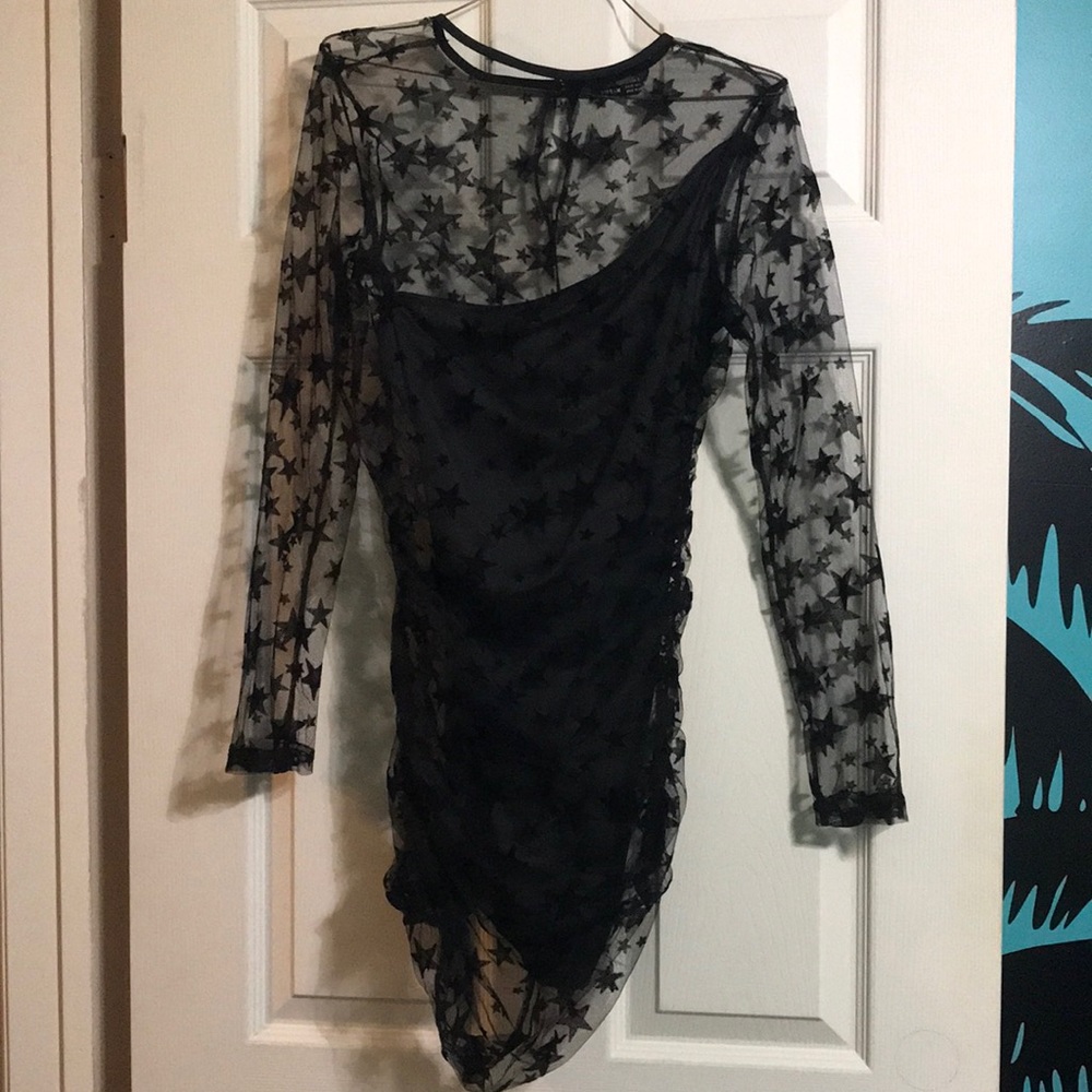 SHEIN Black Sheer Star Dress